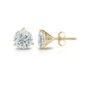 1.00 ctw Three Prong Studs in Yellow Gold