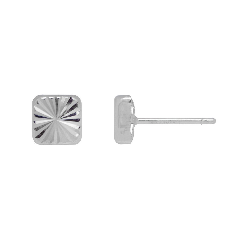 14KT white gold cushion stud earrings