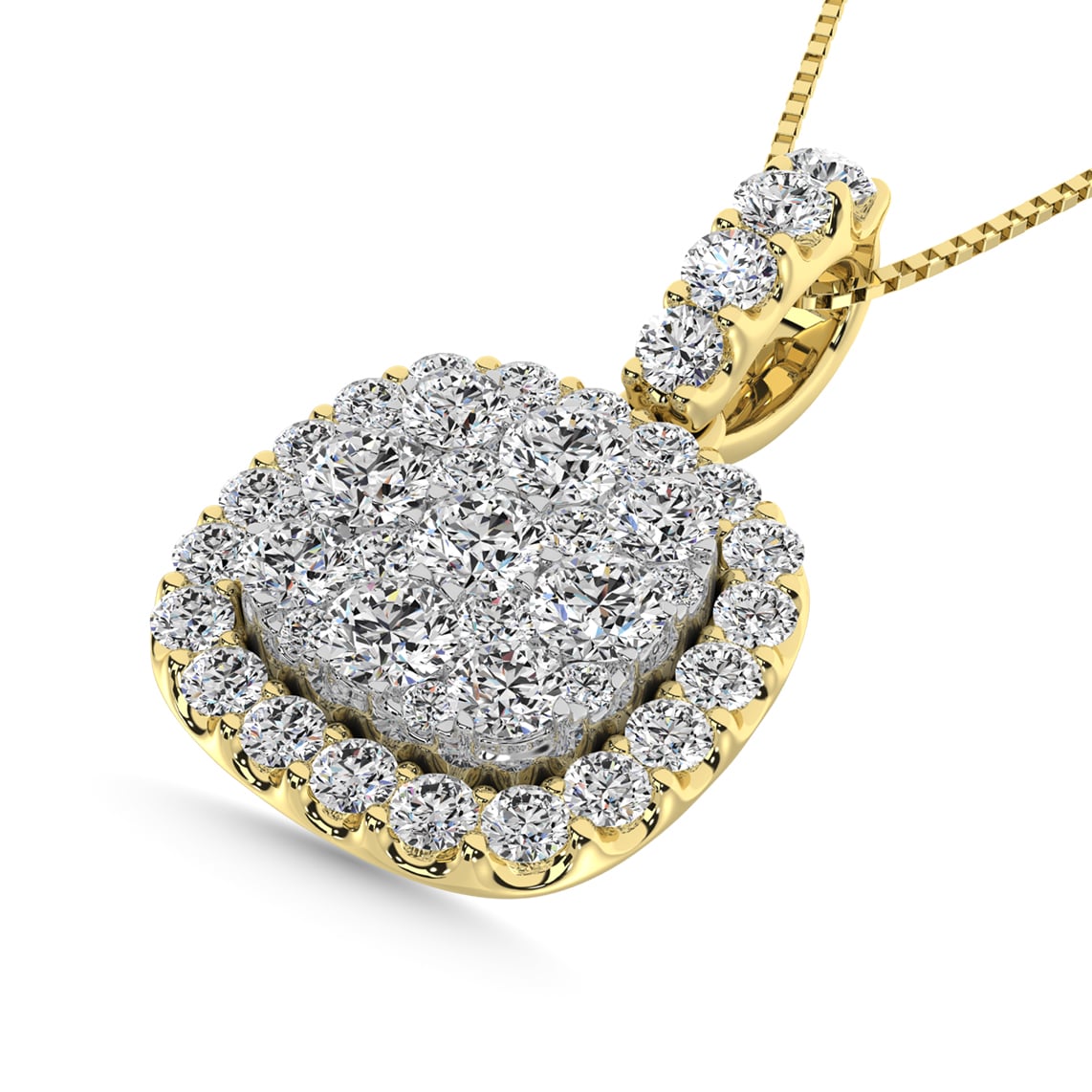 14K White Gold 1 1/4 Ct.tw Invisible Diamond Fashion Pendant
