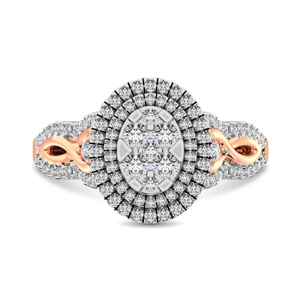 14K Two Tone Gold 3/4 Ct.Tw. Diamond Engagement Ring