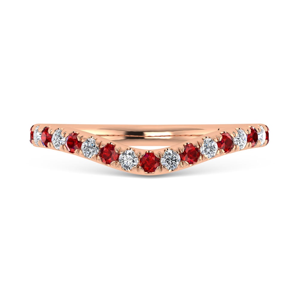 14K Rose Gold Ruby and Diamond 1/3 Ct.Tw. Ruby Curve Band