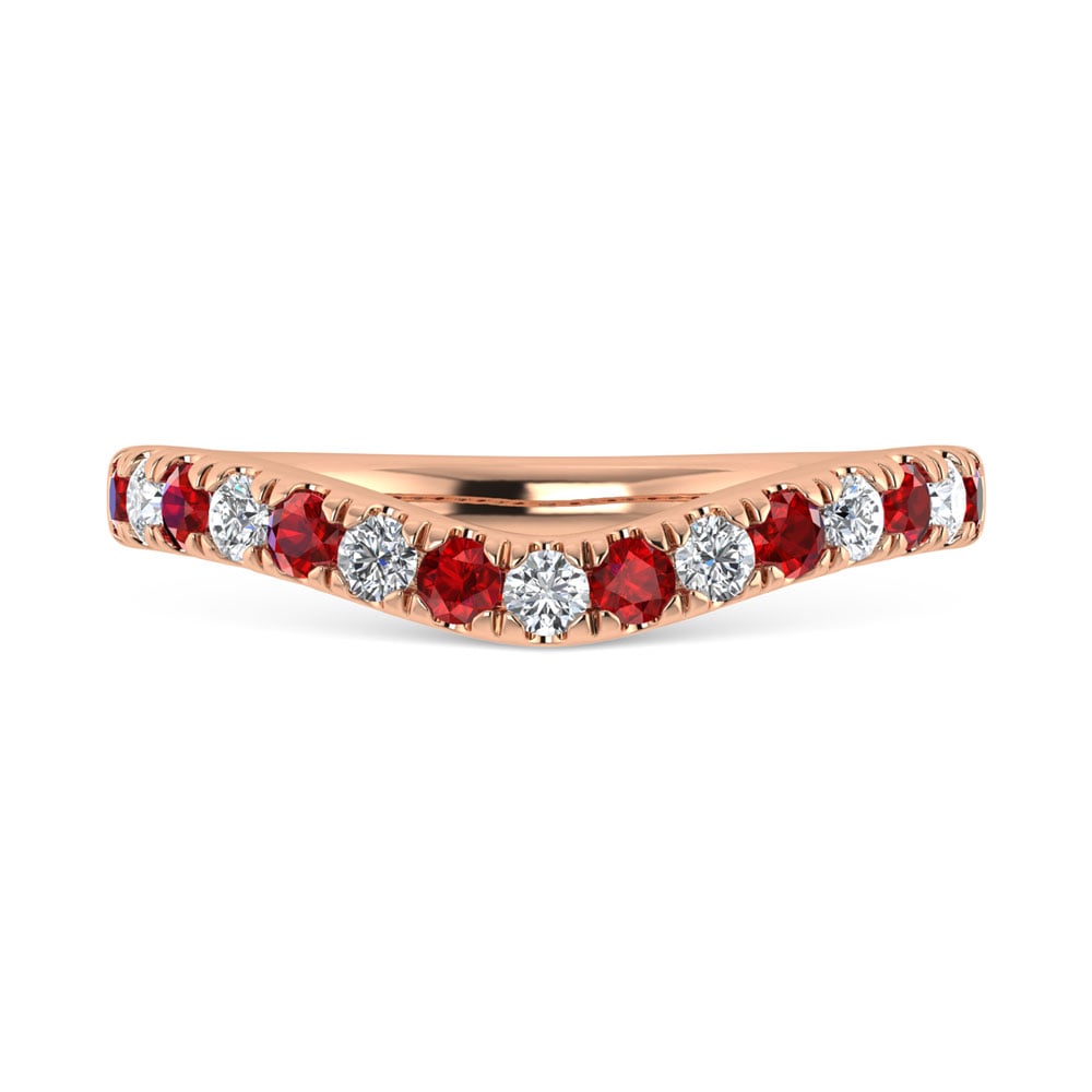 14K Rose Gold Ruby and Diamond 5/8 Ct.Tw. Ruby Curve Band