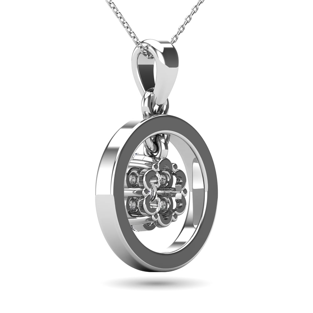 Diamond 1/6 Ct.Tw. Open Circle Flower Pendant in 10K White Gold