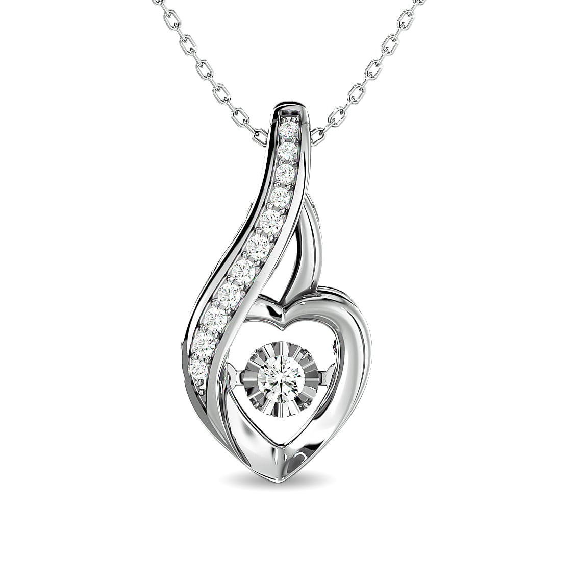 Diamond 1/8 Ct.tw Heart Pendant in 10K White Gold