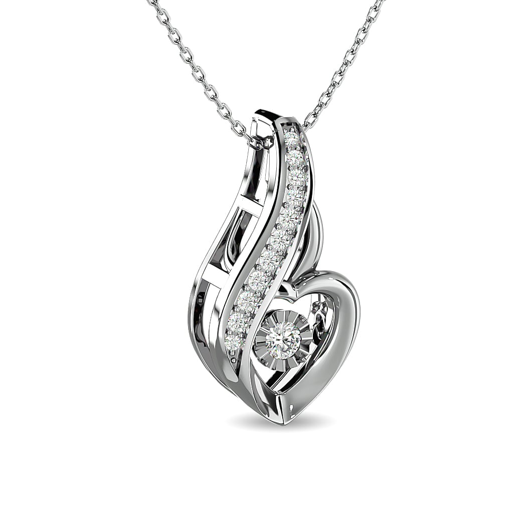 Diamond 1/8 Ct.tw Heart Pendant in 10K White Gold