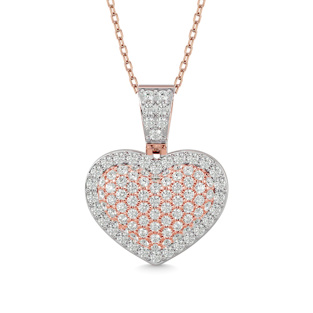 Diamond 1 Ct.tw Heart Pendant in 10K Pink Gold With White Gold Touch
