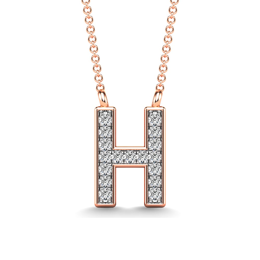 Diamond 1/20 Ct.Tw. Letter H Pendant in 10K Rose Gold