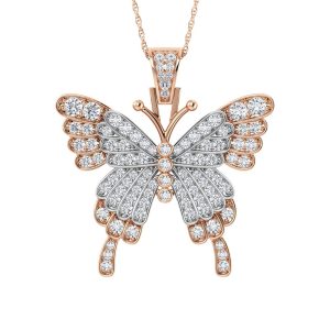 Diamond 1 Ct.Tw. Butterfly Pendant in 10K Two Tone