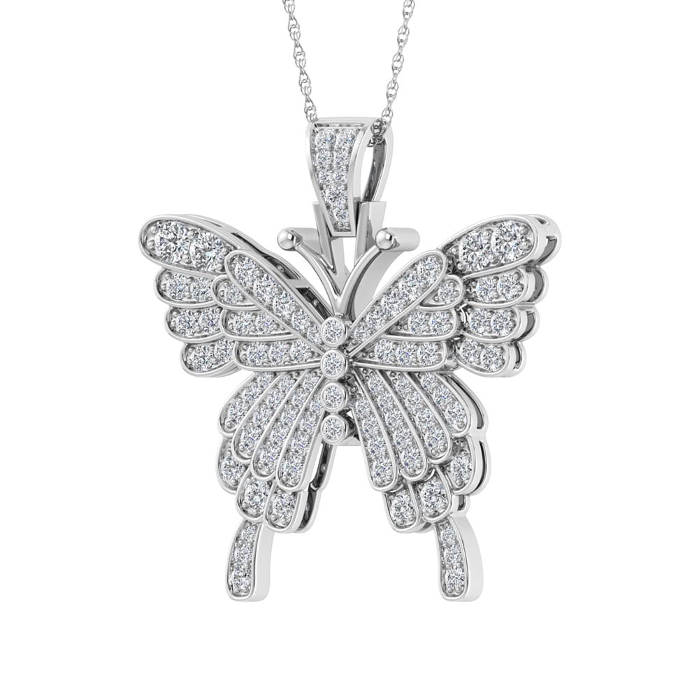 Diamond 5/8 Ct.Tw. Butterfly Pendant in 10K White Gold