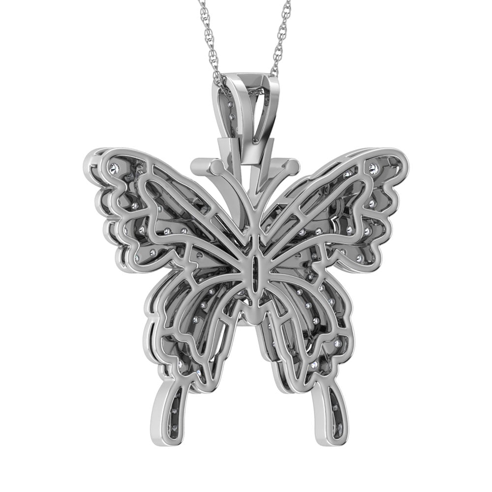 Diamond 1 7/8 Ct.Tw. Butterfly Pendant in 10K White Gold