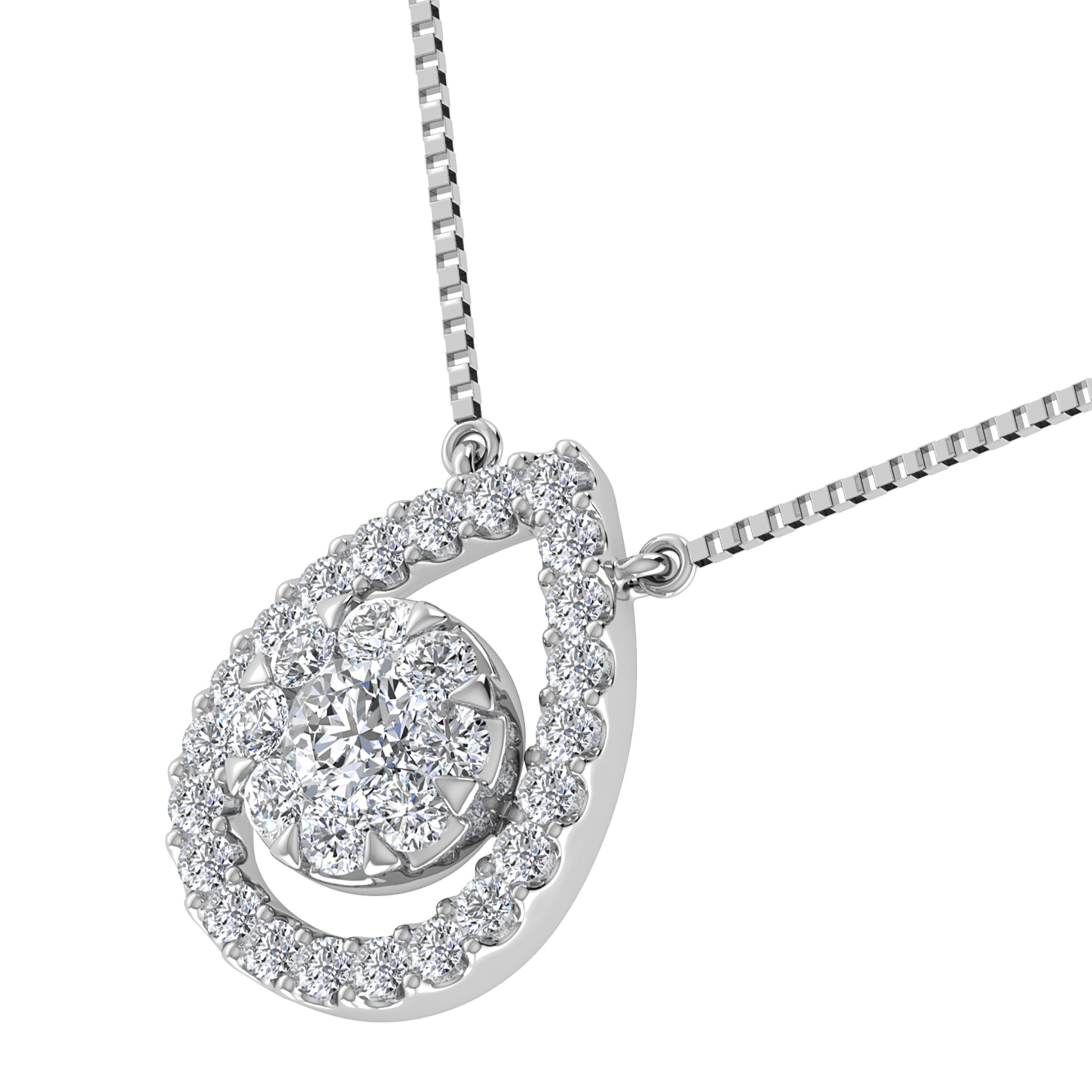 14K White Gold 1/3 Ct.Tw. Diamond Pear Shape Necklace
