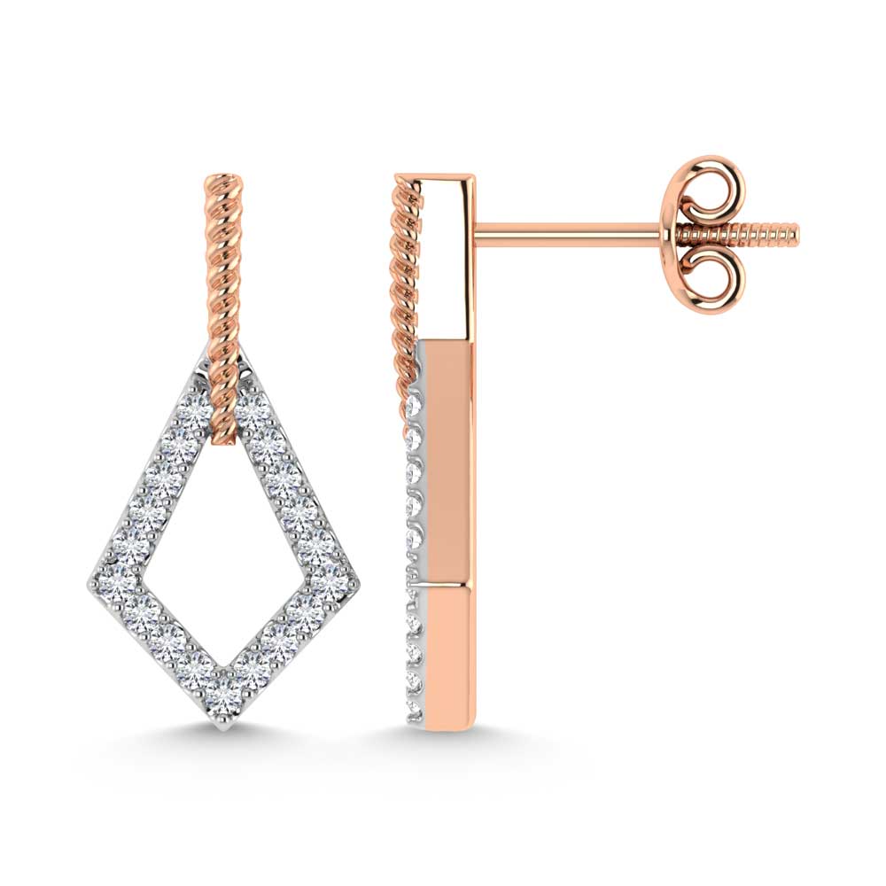 10K Two Tone Gold 1/6 Ct.Tw. Diamond Fashion Earrings