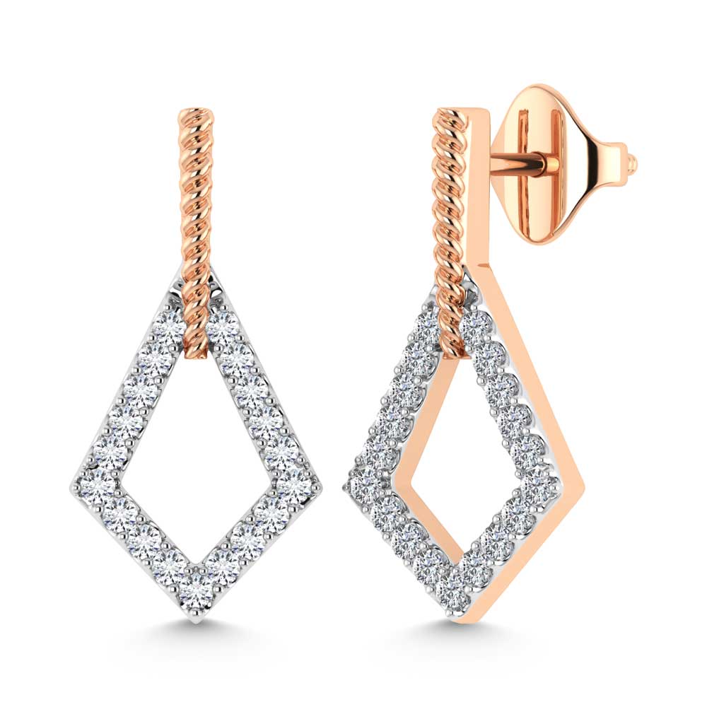 10K Two Tone Gold 1/6 Ct.Tw. Diamond Fashion Earrings
