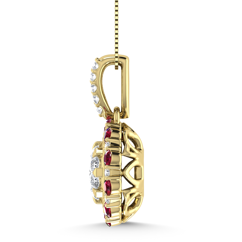 Diamond 7/8 Ct.Tw. And Blue Sapphire Fashion Pendant in 14K Yellow Gold