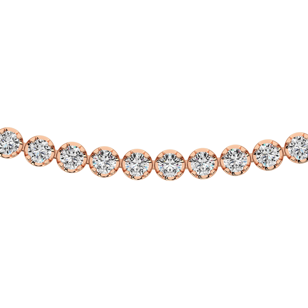 14K Rose Gold 3 1/4 Ct.Tw. Diamond Tennis Necklace (13 inches + 3 inches extender chain)