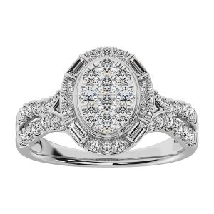 14K White Gold 1 Ct.Tw. Diamond Pear Shape Engagement Ring