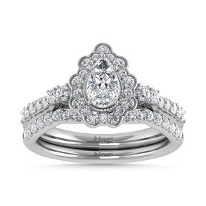 14K White Gold Diamond 1 Ct.Tw. Pear Shape Bridal Ring