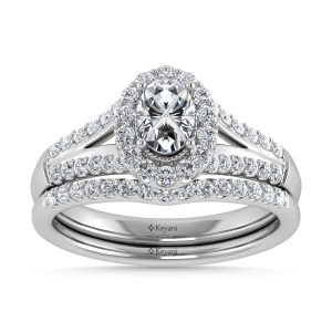 14K White Gold Diamond 1 Ct.Tw. Oval Shape Bridal Ring
