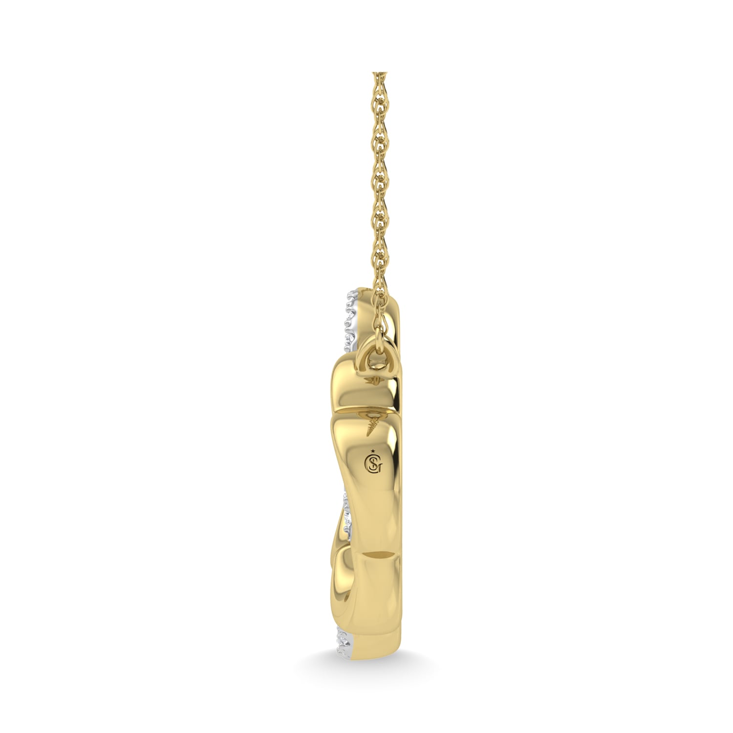 10K Two Tone 1/6 Ct.Tw. Diamond Clover Necklace