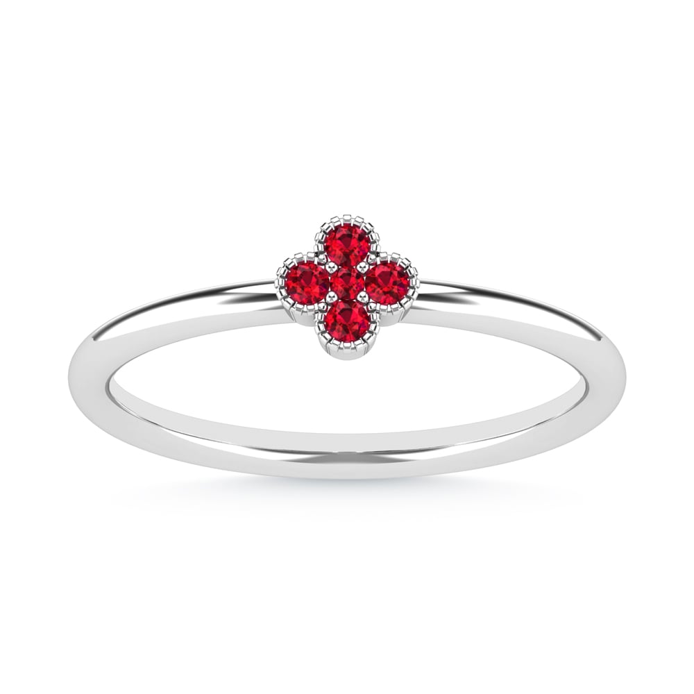 14K White Gold Ruby 1/10 Ct.Tw. Stackable Band