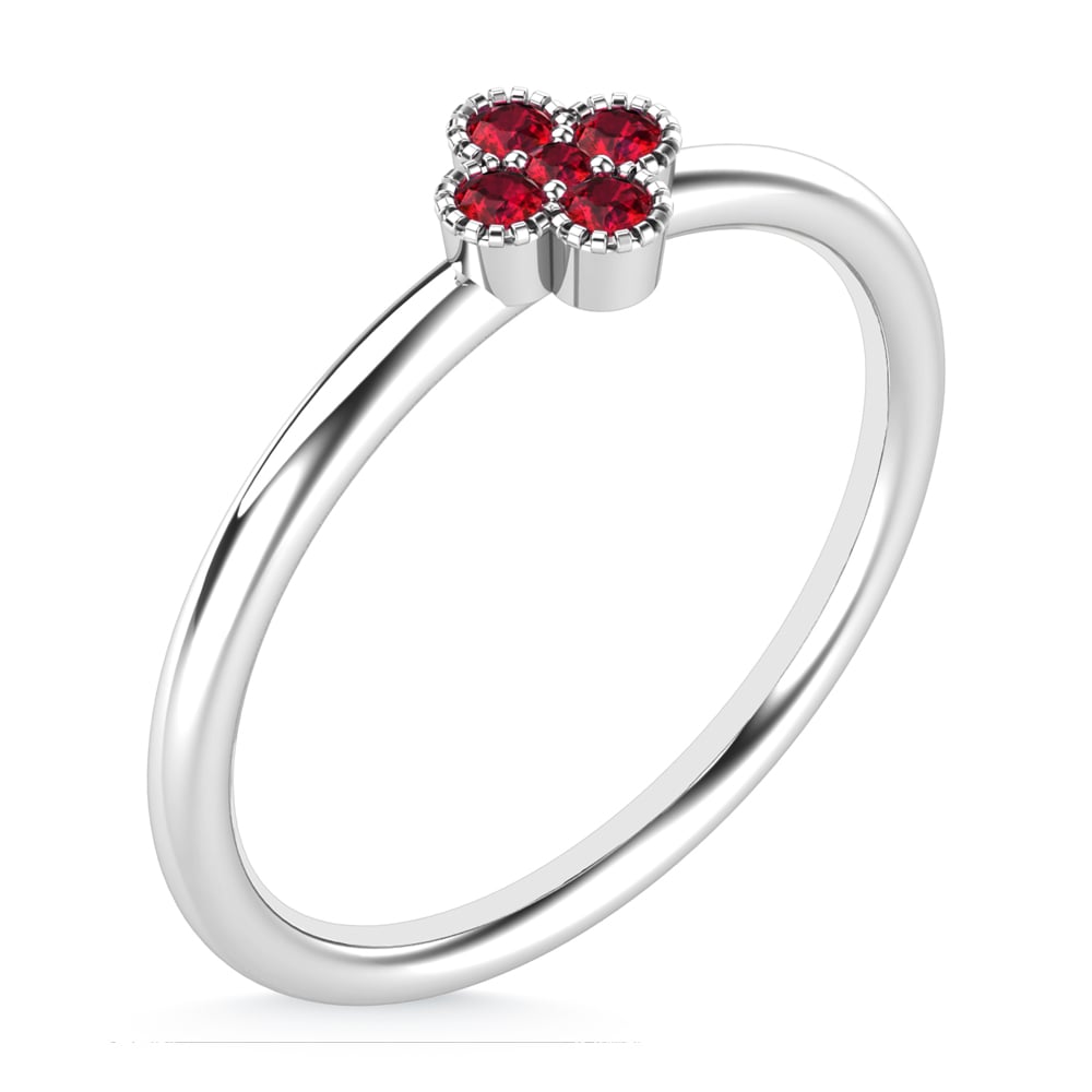 14K White Gold Ruby 1/10 Ct.Tw. Stackable Band