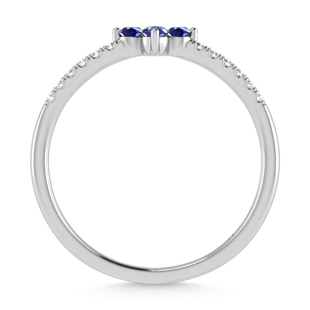 14K White Gold 1/4 Ct.Tw. Diamond and Blue Sapphire Stackable Band
