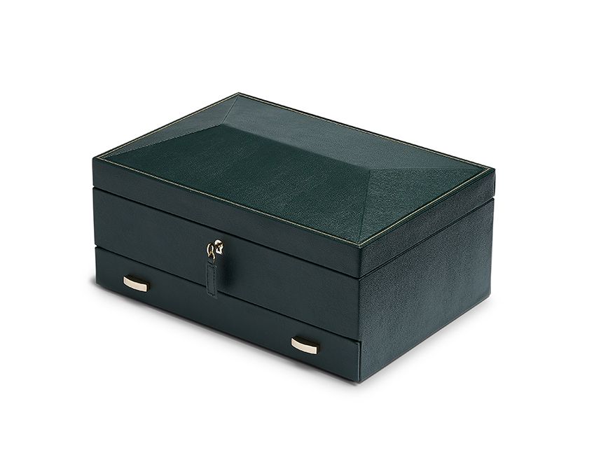 BRITISH RACING GREEN 10 PIECE WATCH BOX WITH STORAGE