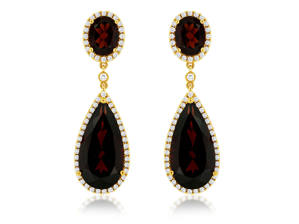 GARNET & DIAMOND EARRING