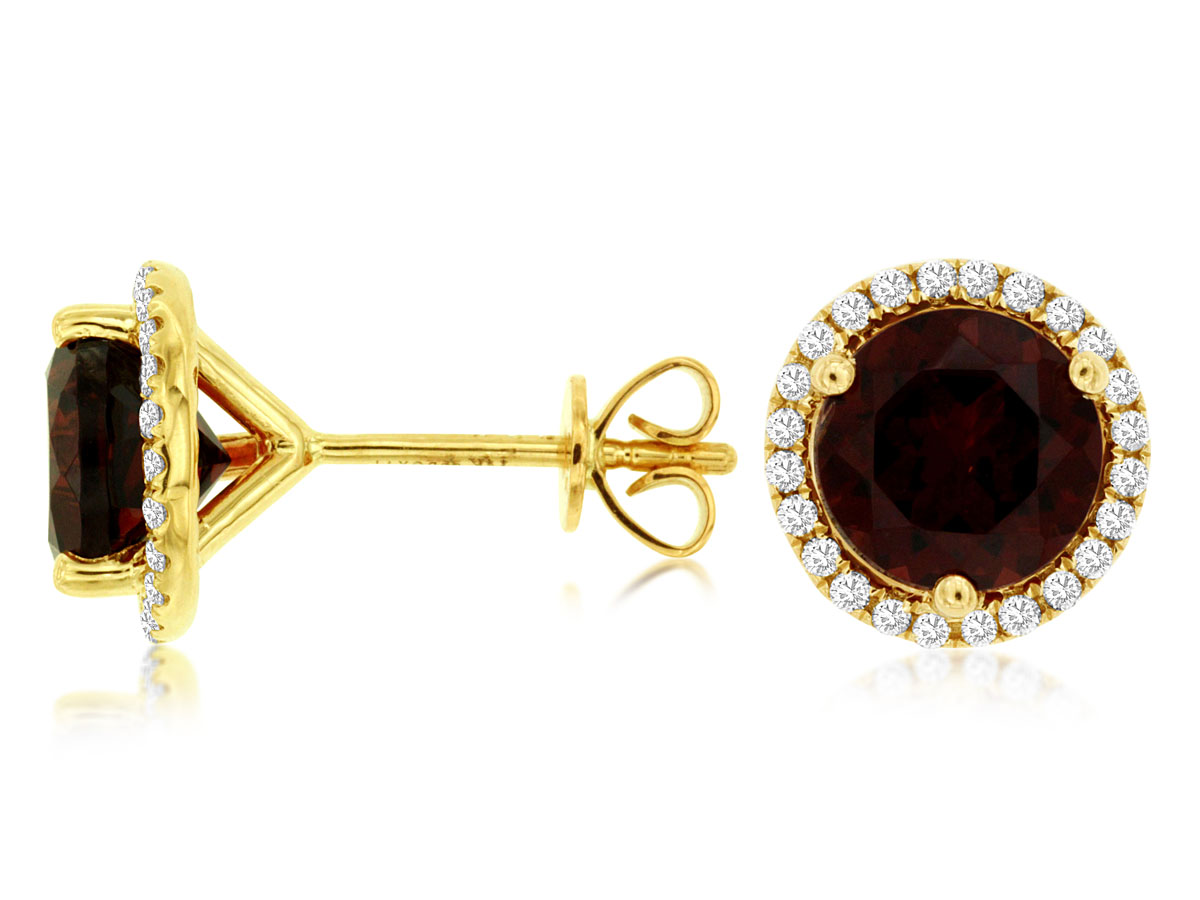 GARNET & DIAMOND EARRING