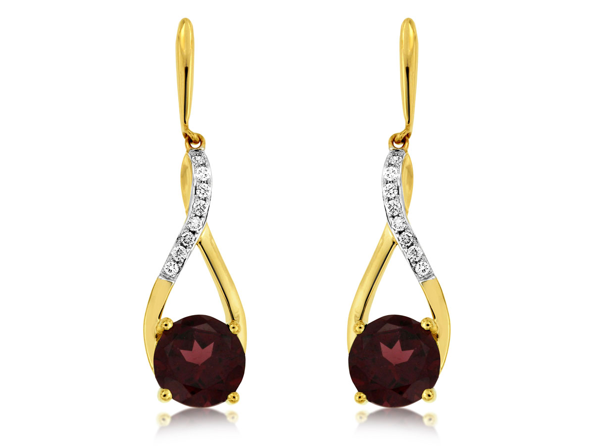 GARNET & DIAMOND EARRING
