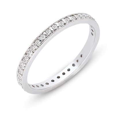 White Gold Millgrain Band