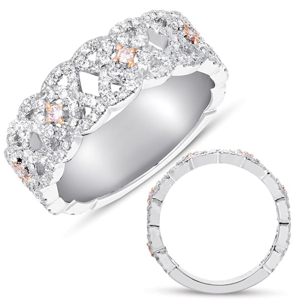 White & Rose Gold Pave Ring