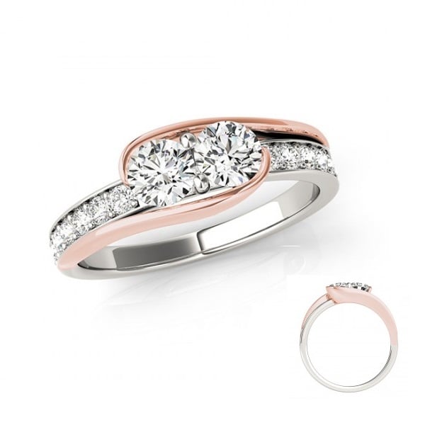 White & Rose Gold Two Stone