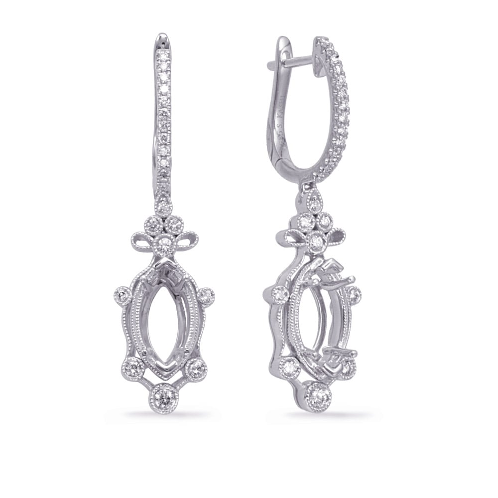 White Gold Diamond Earring 10x5mm