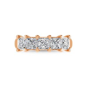 14K Rose Gold 3/4 CT Tw. Princess Shape Lab Grown Diamond Five Stone Anniversary Band