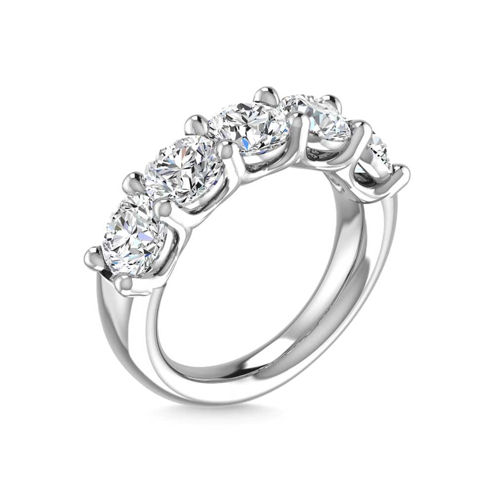 14K White Gold Lab Grown Diamond 3/4 Ct.Tw. Round Shape 5 Stone Wedding Band