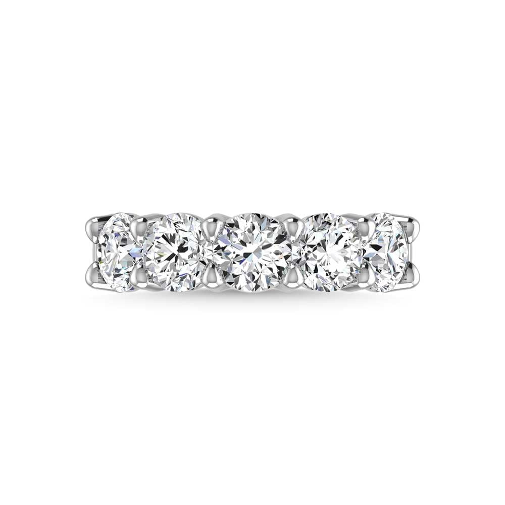 14K White Gold Lab Grown Diamond 3/4 Ct.Tw. Round Shape 5 Stone Wedding Band