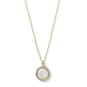 IPPOLITA 18K Gold Rock Candy Mini Lollipop Pendant Necklace in MOP Doublet with Diamonds (0.14 ctw) 16-18″