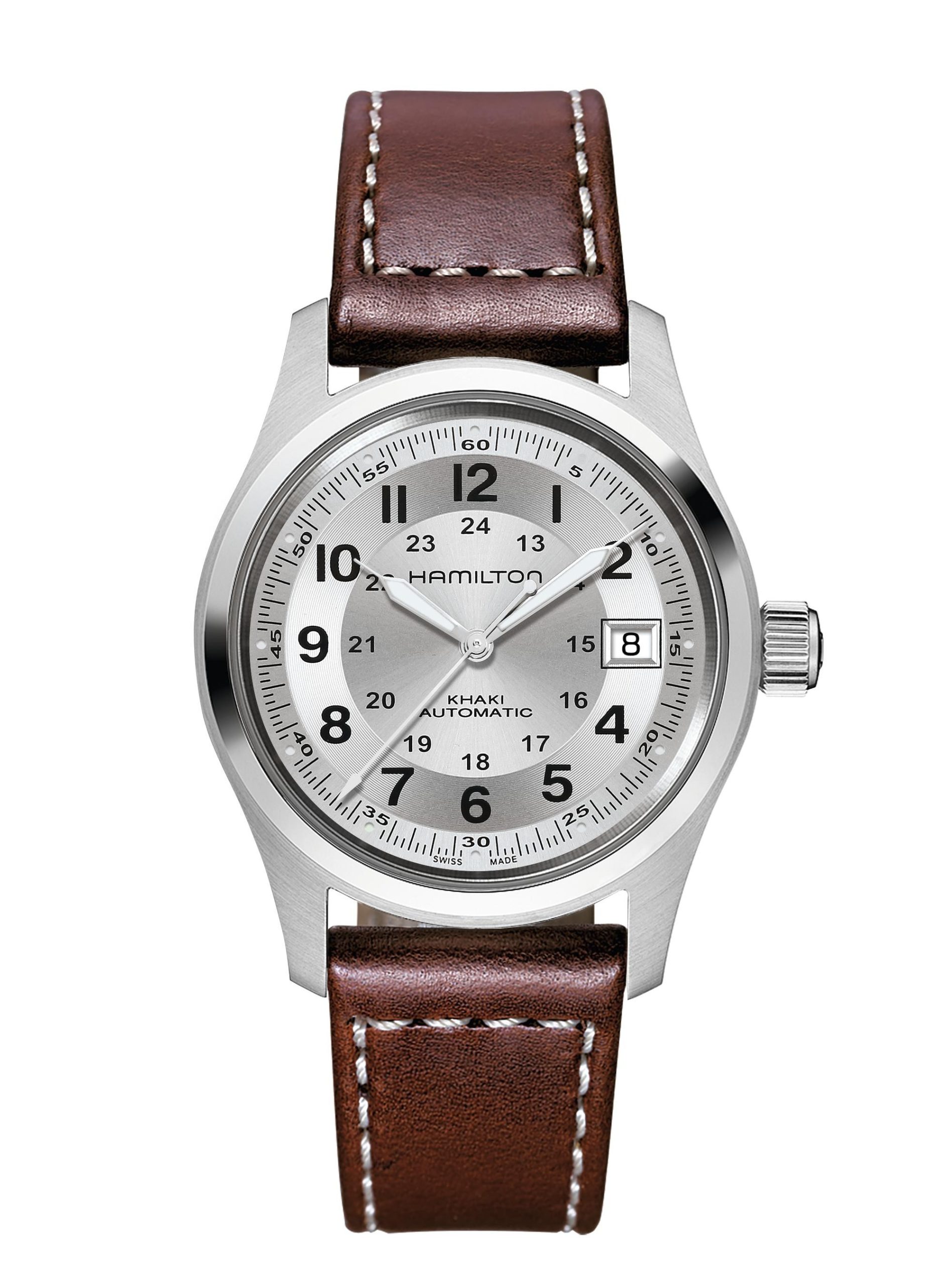 Hamilton KHAKI FIELD AUTO 38MM SLV/BRN LEATHER