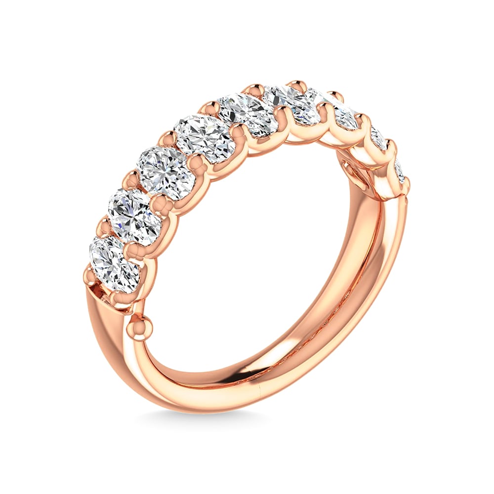 14K Rose Gold 1 Ct.Tw. Oval Shape Lab Grown Diamond Half Way Eternity Band