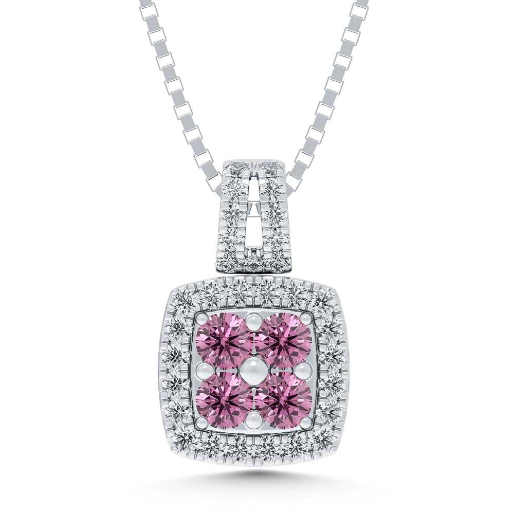 14K White Gold Lab Grown Blue and Pink Diamond 1 7/8 Ct.Tw. Flip Pendant