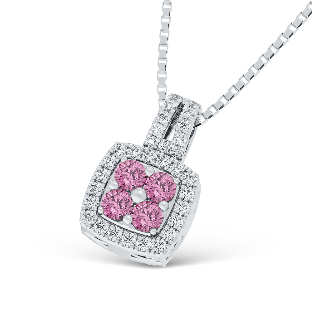 14K White Gold Lab Grown Blue and Pink Diamond 1 7/8 Ct.Tw. Flip Pendant