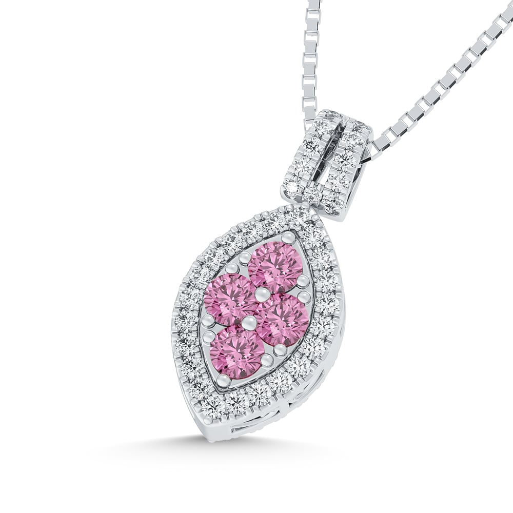 14K White Gold Lab Grown Blue and Pink Diamond 2 1/3 Ct.Tw. Flip Pendant