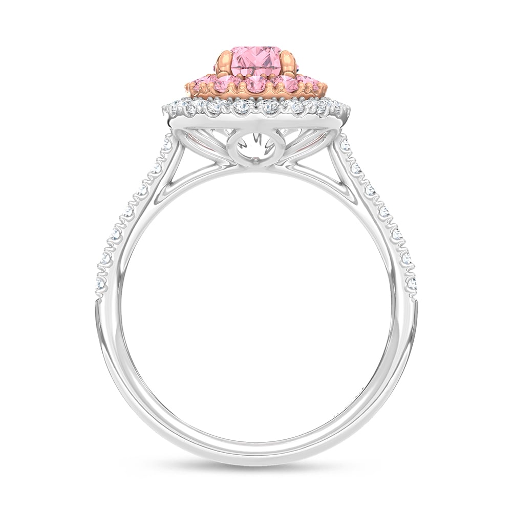 14K Two Tone Lab Grown Diamond 1 7/8 Ct.Tw. Pink Pear Engagement Ring (Center 1ct)