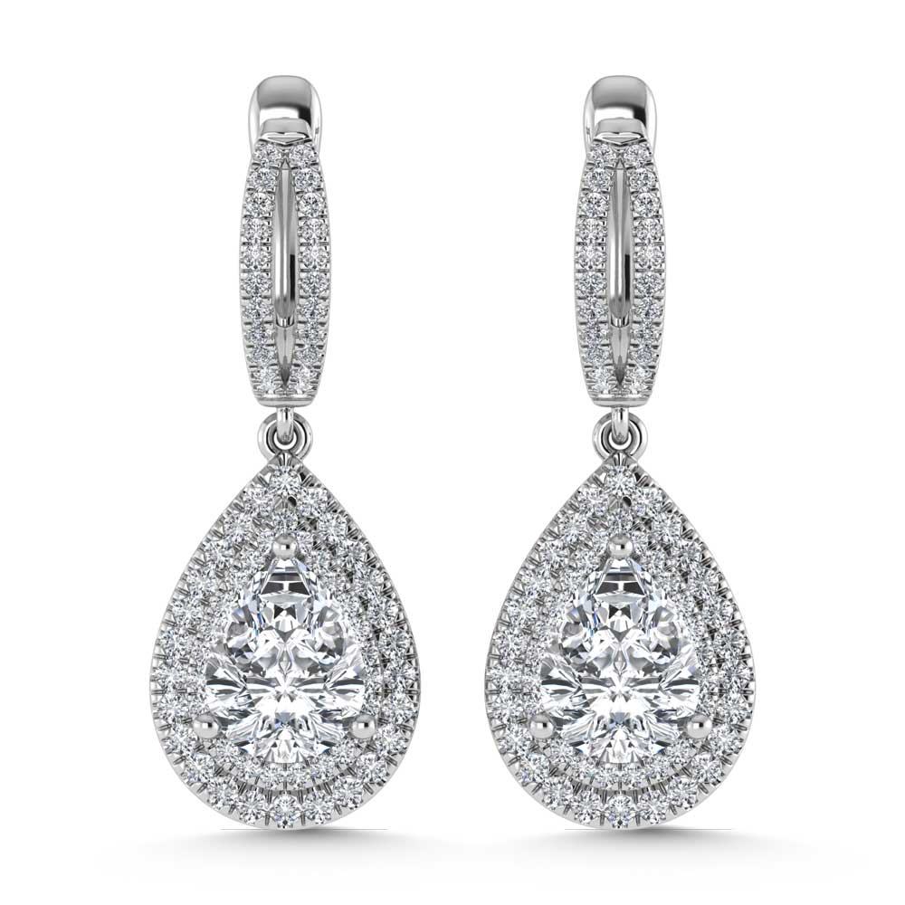 14K White Gold Lab Grown Diamond 4 7/8 Ct.Tw. Pear Shape Fashion Earring (Pear Center 4 ct)