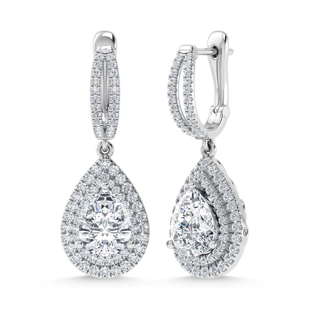 14K White Gold Lab Grown Diamond 4 7/8 Ct.Tw. Pear Shape Fashion Earring (Pear Center 4 ct)