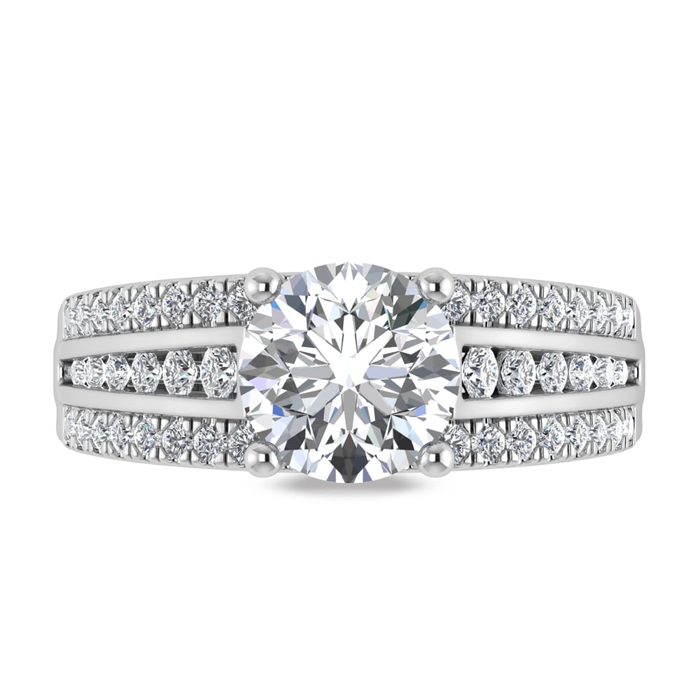 10K White Gold Lab Grown Diamond 1 1/2 Ct.Tw. Round Shape Engagement Ring (IGI Certified Center 1ct)