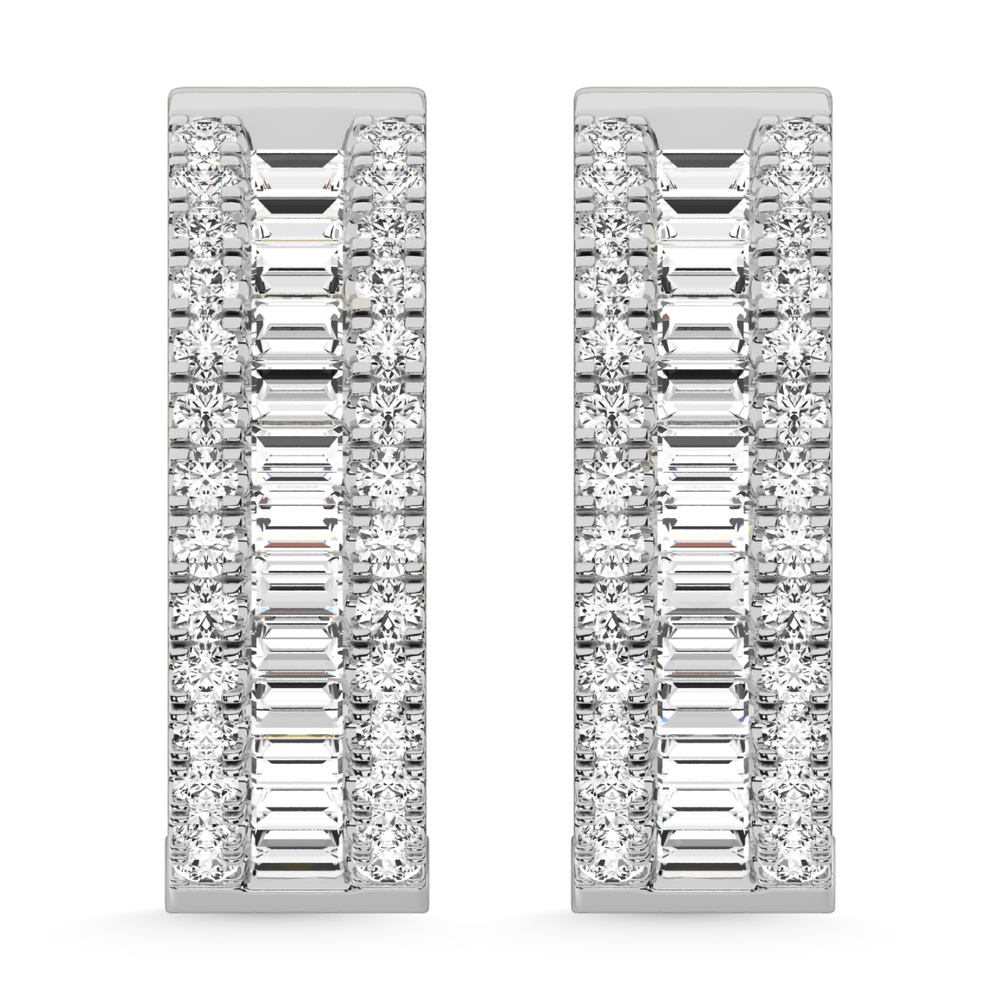 14K White Gold Lab Grown Diamond 3 Ct.Tw. Hoop Earrings