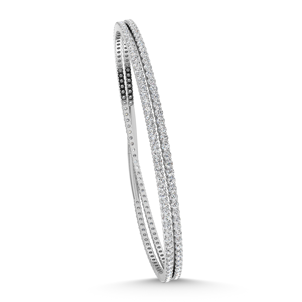 14K White Gold 4 Ct.Tw. Lab Grown Diamond 2 Row Flexi Bangle