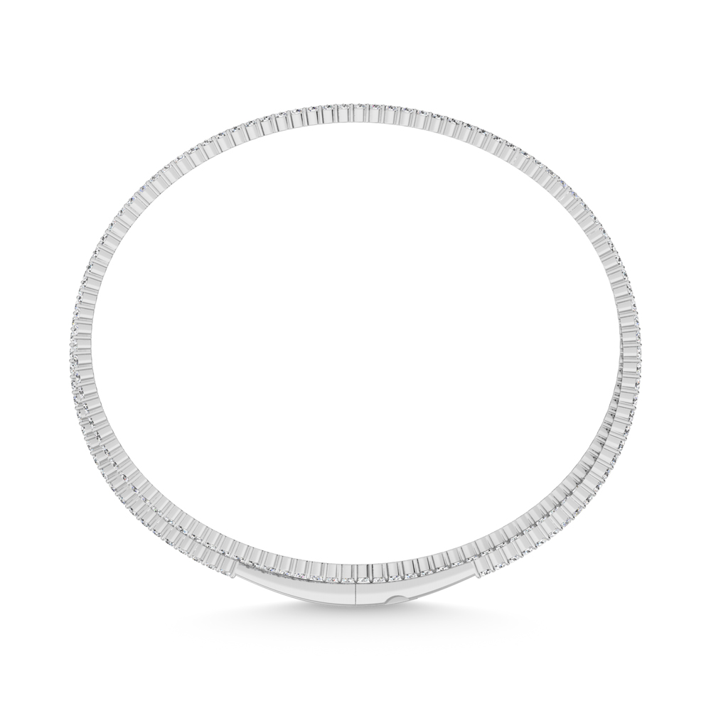 14K White Gold 4 Ct.Tw. Lab Grown Diamond 2 Row Flexi Bangle